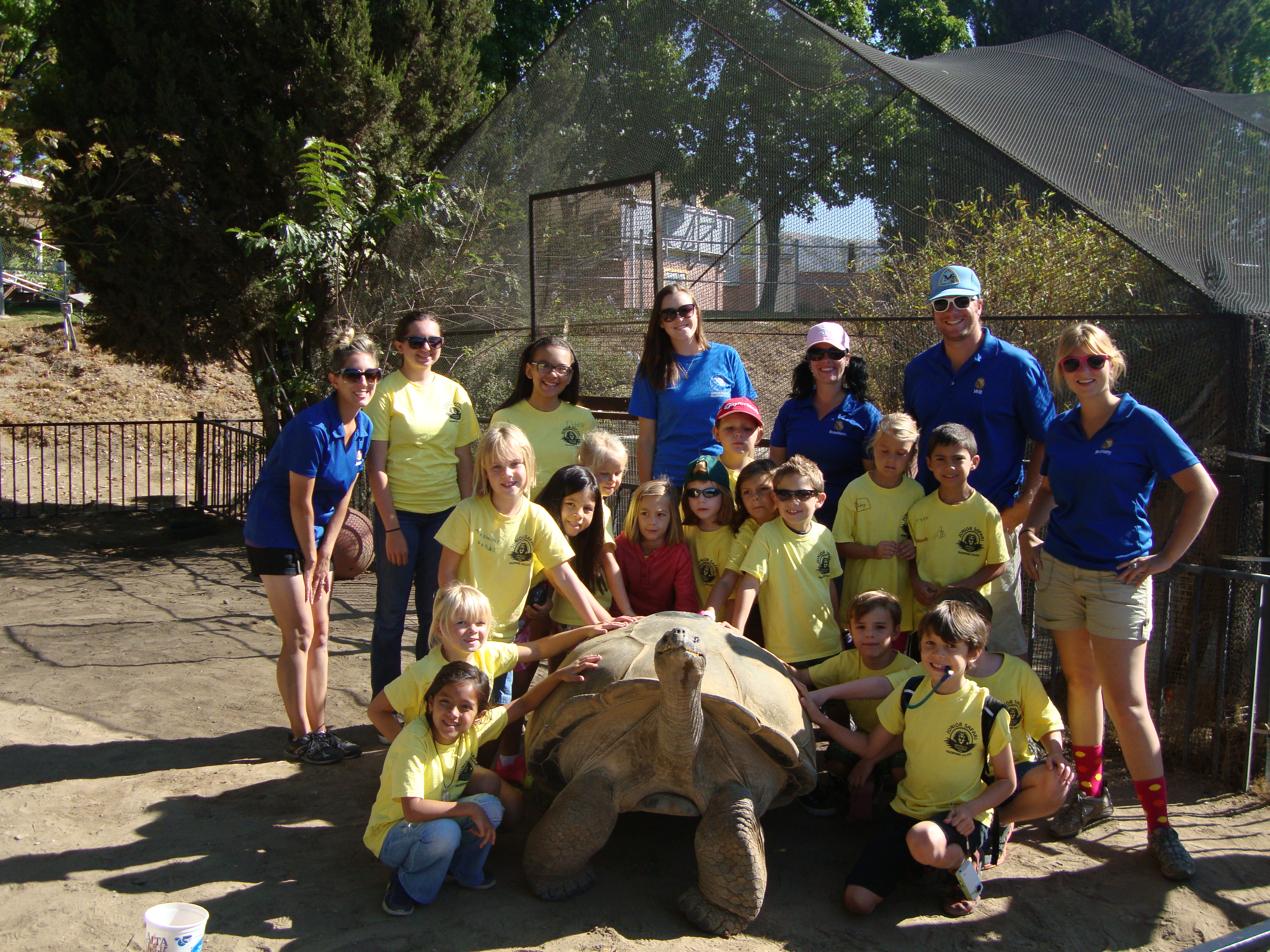 Zoo campers with Clarence the Galapagos Tortoise