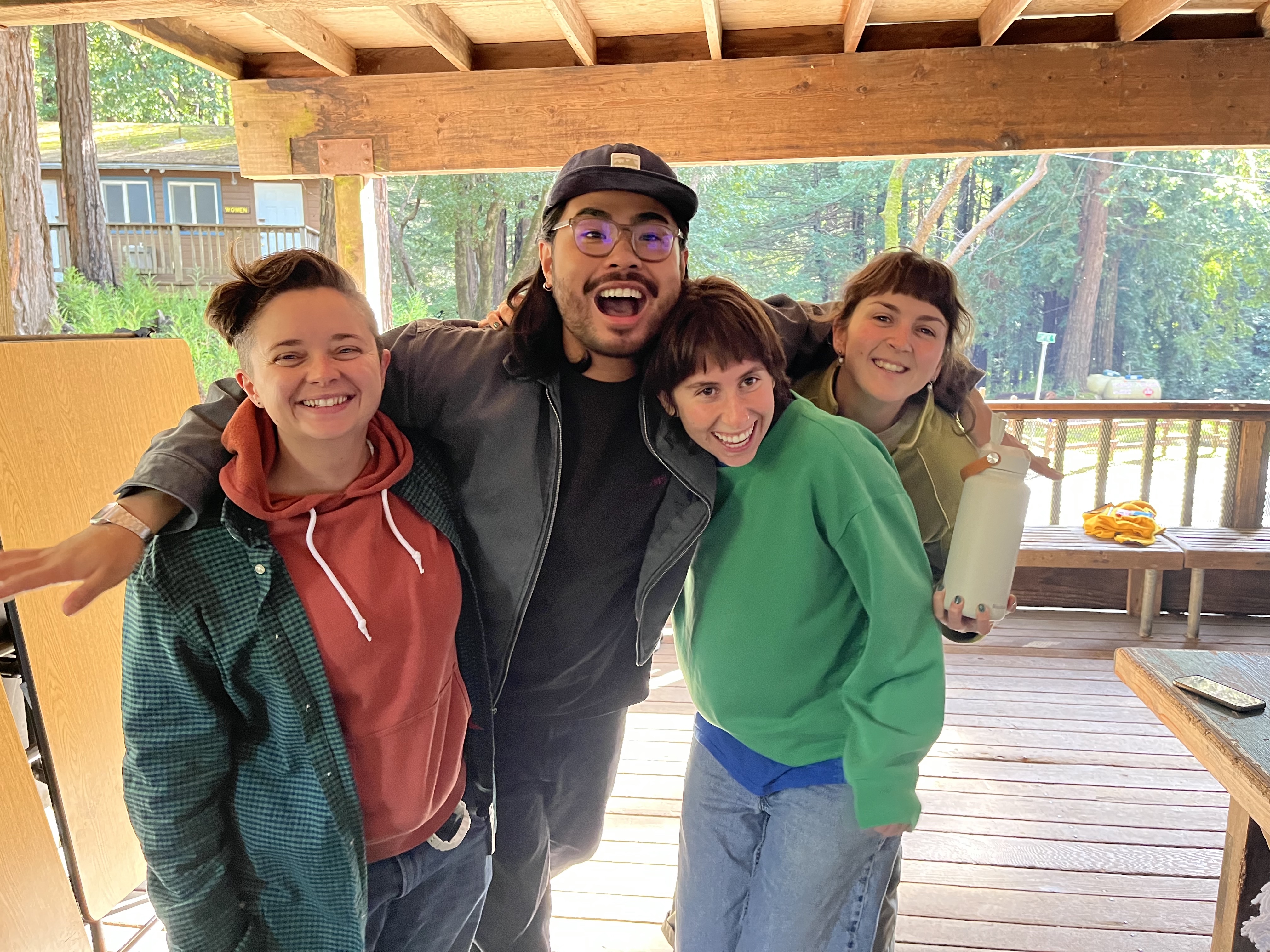 Four naturalist interns together during professional development.