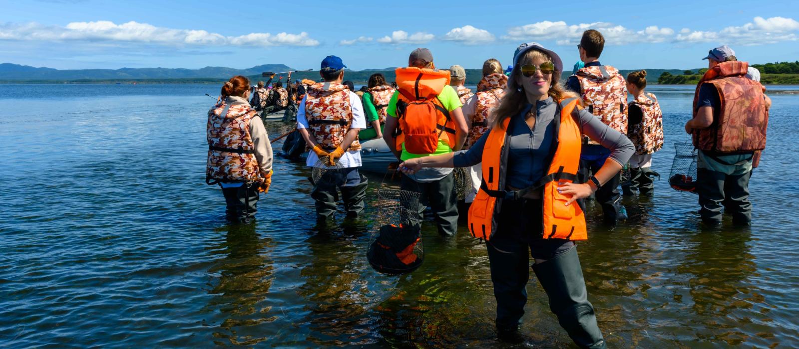 Student group in water